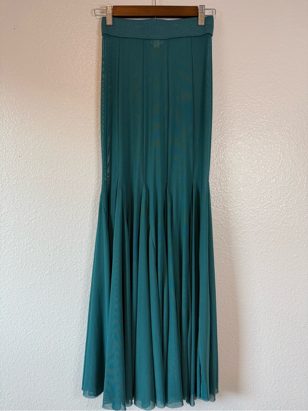 Intimately Free People Teal Sheer Mesh Maxi Skirt XS Boho Layering